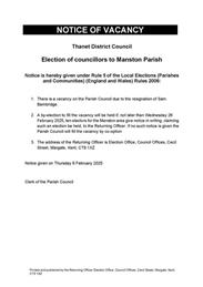 Notice of Vacancy - Manston Parish Council